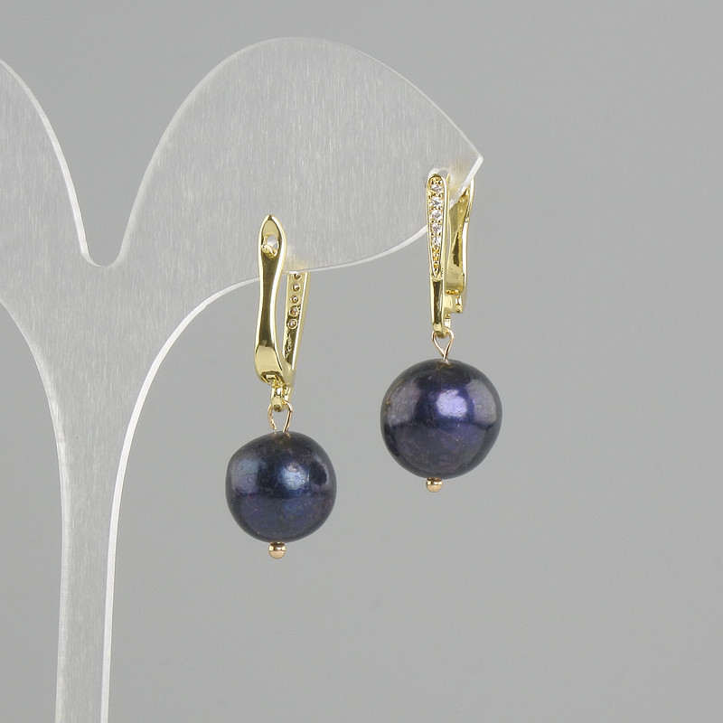 Earrings, River Pearls, diameter 12mm+-, length 30mm+-