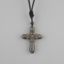 Pendant Cross Silver Obsidian, 47×36 mm±, on black cord with adjustable length, 78 cm+