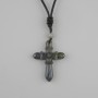 Cross Pendant with Labradorite, diameter 47×36mm ± on black cord, adjustable length 78cm+