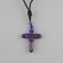 Pendant Cross Amethyst, diameter 47×36mm± on black cord, adjustable length 78cm+