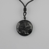 Pendant Tree of Life Agate, diameter 36mm± on black cord with pull closure, length 78cm+