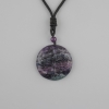 Pendant: Tree of Life Fluorite, 36mm diameter ± on black cord, adjustable length 78cm+