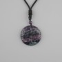 Pendant: Tree of Life Fluorite, 36mm diameter ± on black cord, adjustable length 78cm+