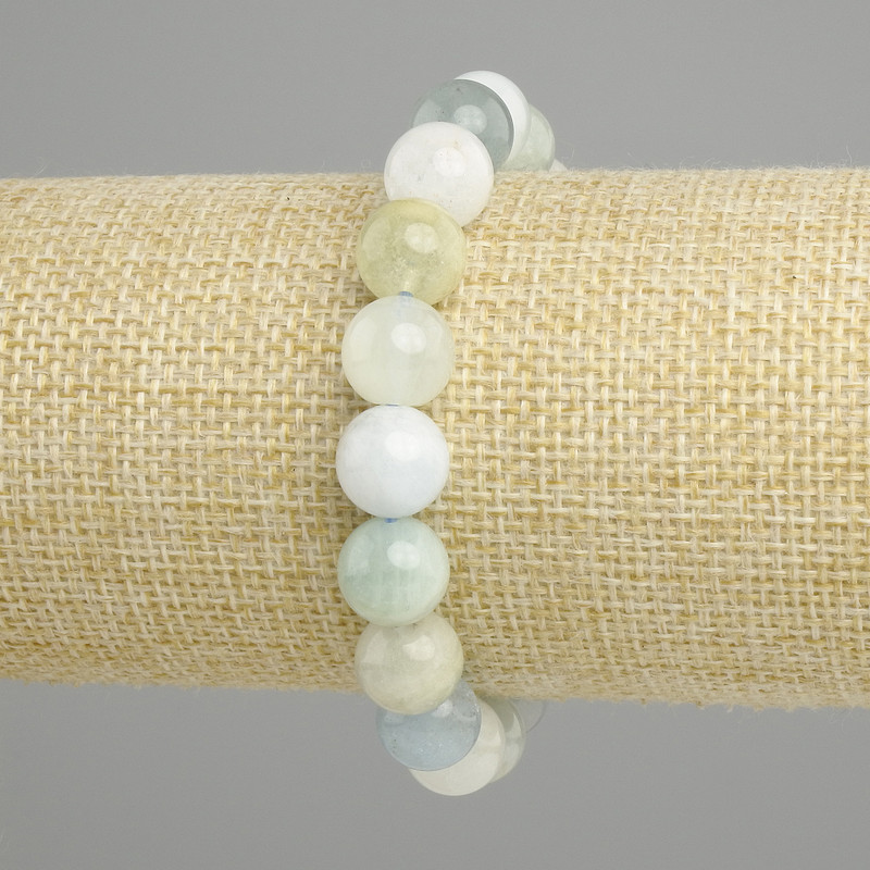 Morganite Bracelet natural stone smooth beads, diameter 10mm±, length 18cm stretch
