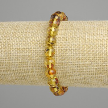 Amber Bracelet smooth beads, diameter 8mm±, length 18cm stretch