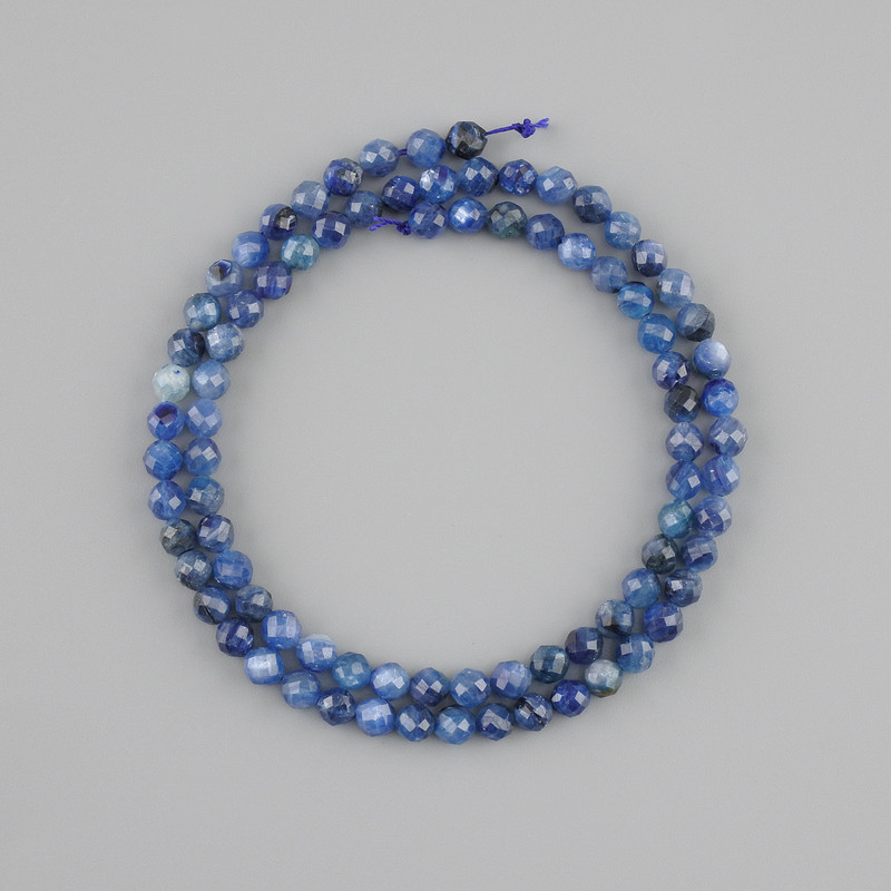 Kianite Beads Natural Stone, Faceted Round Crystal, 4mm diameter, 38cm length