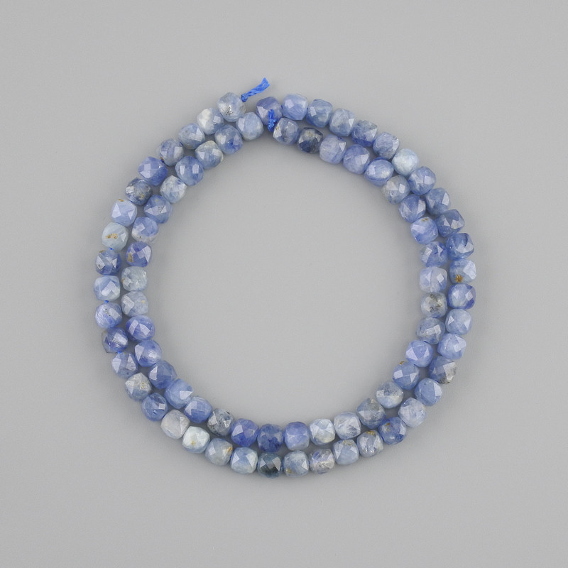 Kyanite Beads Natural Stone Faceted Cubes 5×5mm, Length 38cm