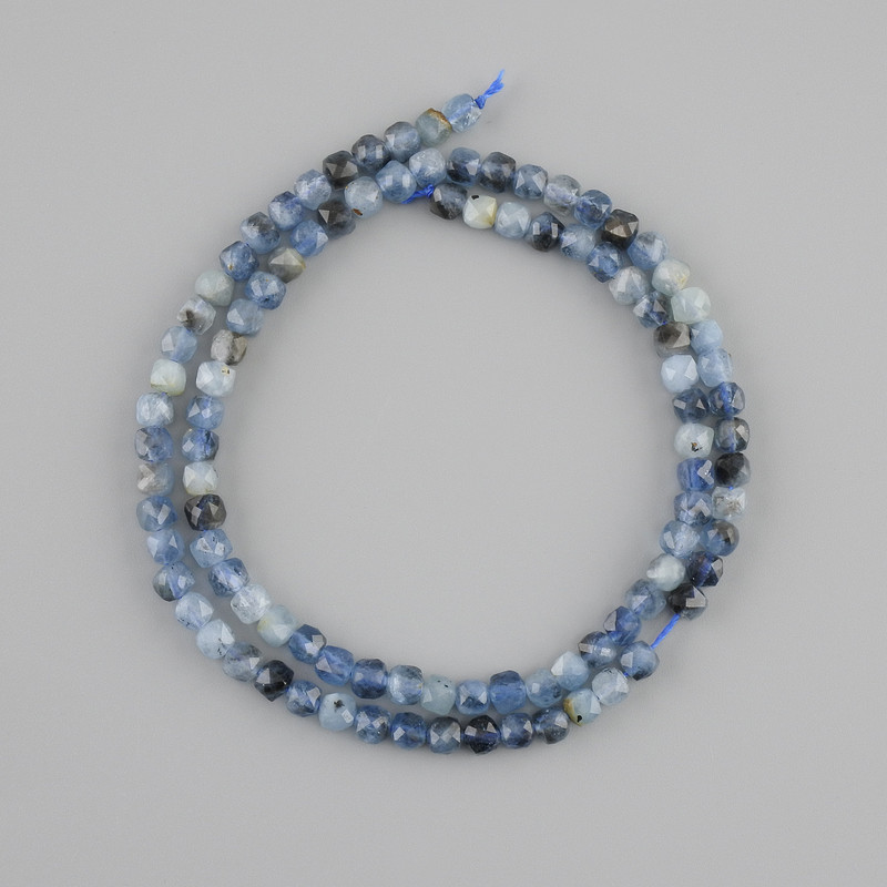 Tourmaline Beads natural gemstone faceted cube, 4x4mm diameter, 39cm length