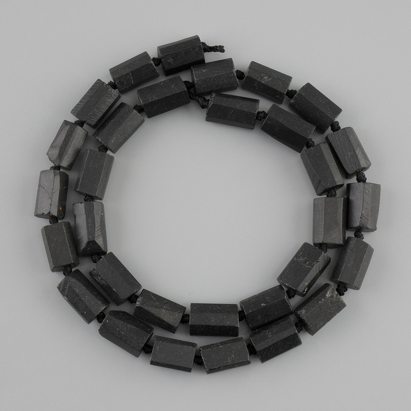 Tourmaline Gem Beads Sterling Black Cut, diameter 10-11, 5×6, 5-7, 5mm±, thread length 41cm±