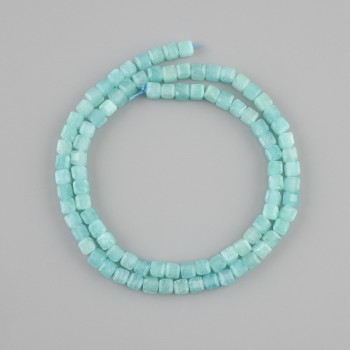 Amazonite Beads natural stone faceted cube, 4x4mm, length 39cm