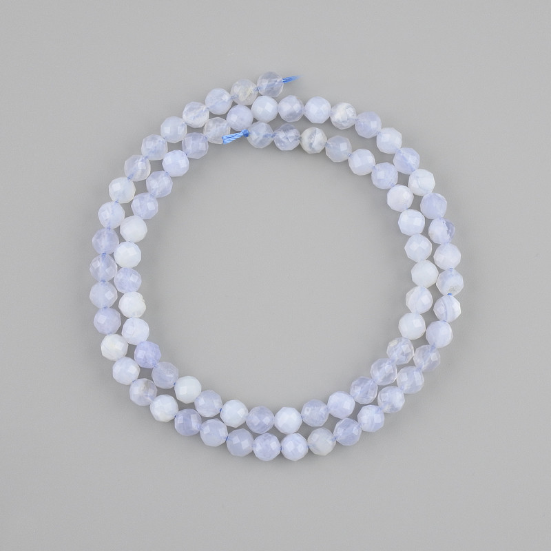Blue Agate Beads (Sapphire-in) Natural Stone Faceted Round Beads, 5mm dia. ±, 39cm length ±