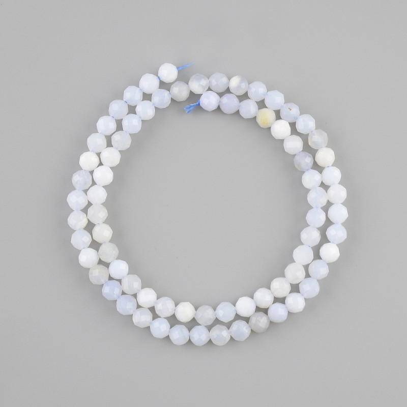 Blue Agate (Saphirin) Natural Stone Bead Round Bead 5mm dia. ±, Length 38cm ±