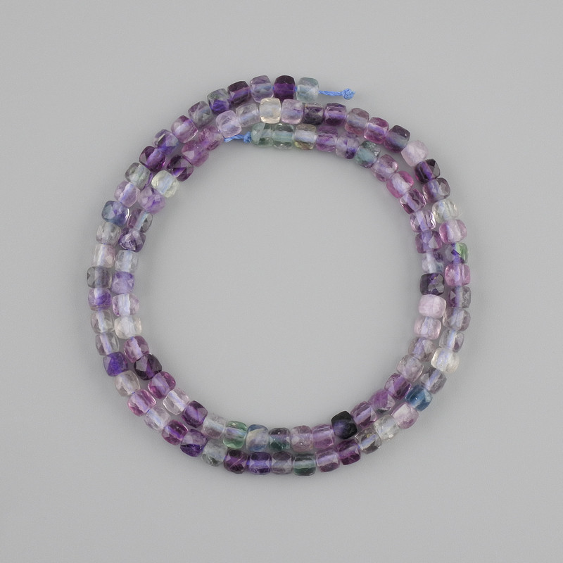 Fluorite Beads, Natural Stone, Faceted Round 4 mm, approx. 39 cm length