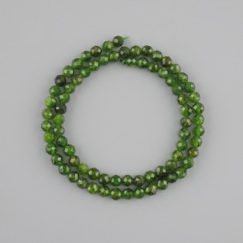 Diopside Beads Natural Stone Faceted Sphere, 5mm diameter, 38cm length