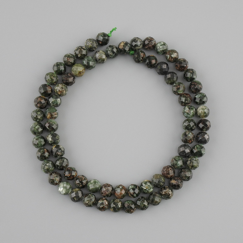 Seraphinite Faceted Beads Ball 5.5 mm diameter, 38 cm length