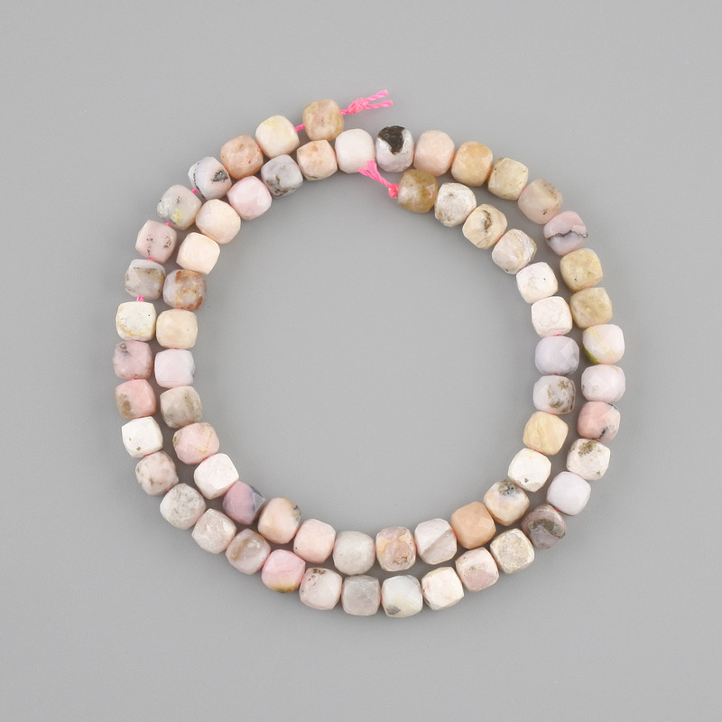 Opal Beads Faceted Cube 6x6mm, Length 38cm