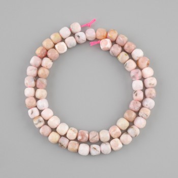 Beads - Rose Opal Faceted Cubes, 6-6.5 mm, 5x6-6.5, 39 cm long