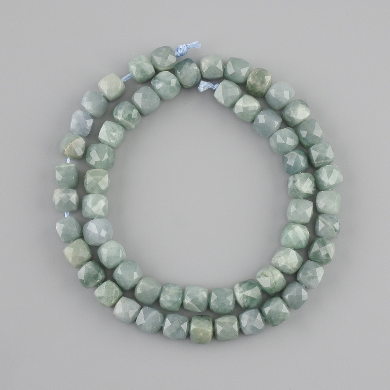 Jadeite Beads Faceted Cubes, 7x7mm, length 39cm