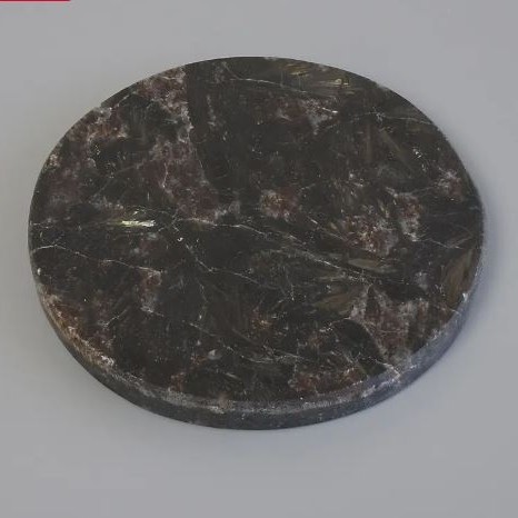 Souvenir plate made of natural Nuummite stone, diameter 103×10mm± (Price per 100 g)