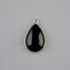 Pendant, Black Agate in Silver-toned Setting ~ 33×17mm