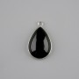 Pendant, Black Agate in Silver-toned Setting ~ 33×17mm