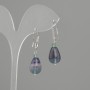 Earrings Fluorite Drop, diameter 14x10mm±, length 37mm±