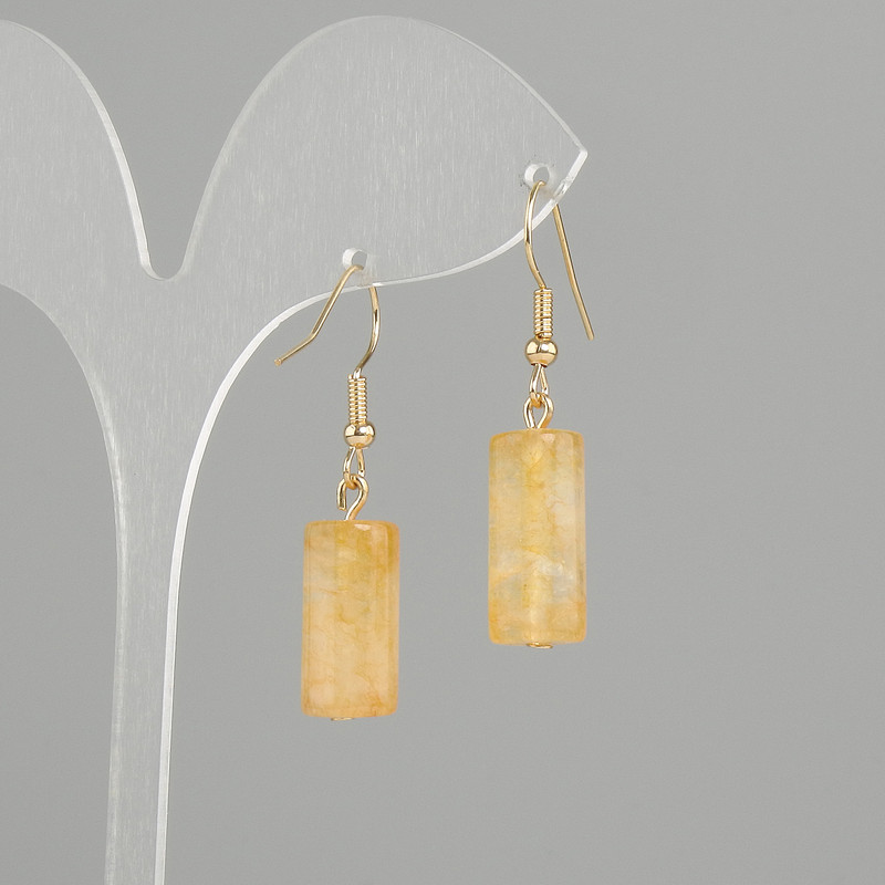 Earrings Citrine Cylinder, diameter 18×8mm,+-, length 40mm+-