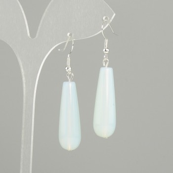 Earrings Moonstone Opalite Drop, 32×10mm±, length 52mm±