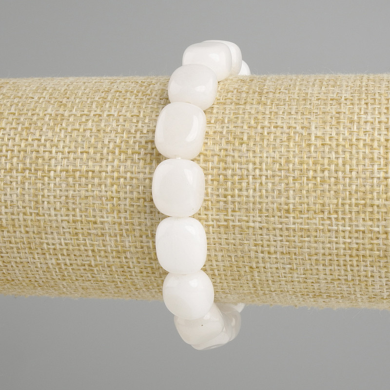 Bracelet White Quartz tumbled, diameter 12-13x10mm+-, length 18cm+-, stretch