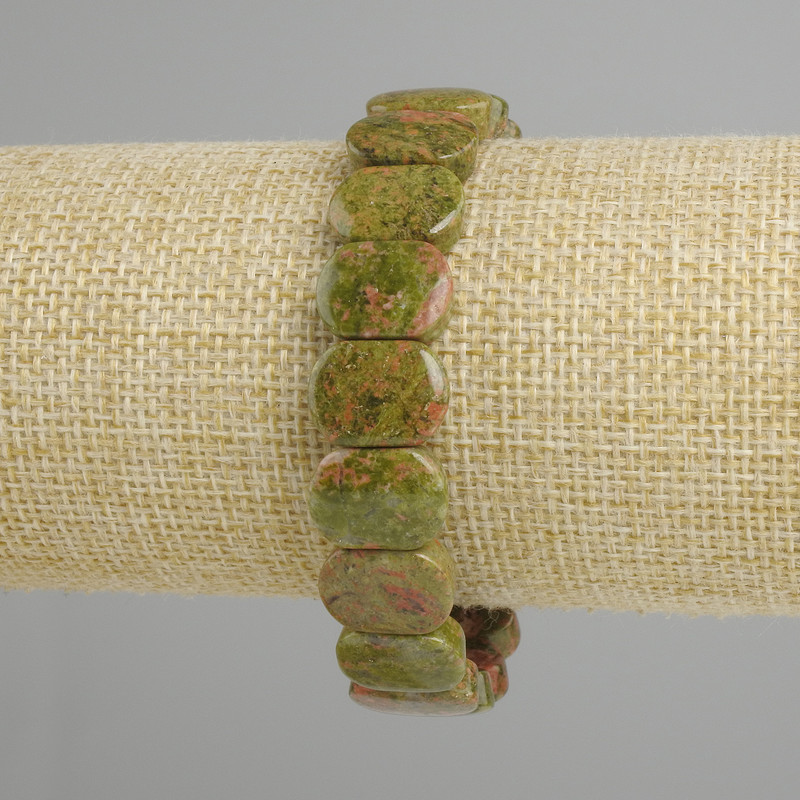 Heliotrope Jasper Smooth Link Bracelet, 14x10mm ±, 18cm ± Stretch