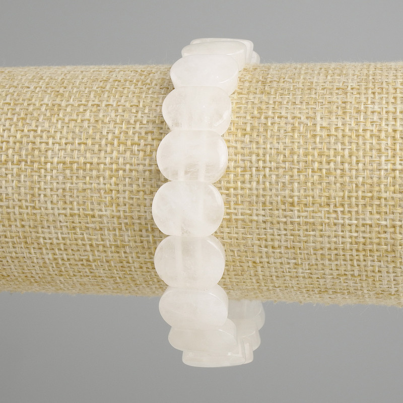 Bracelet Mountain Crystal smooth link, diameter 14×10mm±, length 18cm± stretch
