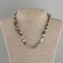 Moss Agate Chip Necklace, 6-12×4-6 mm, 5mm+-, length 40 cm + 5 cm extender chain