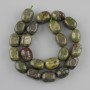 Jasper Beads Dragon's Blood Dravite drilled, 16-18 mm diameter, 5x12, 5-13 mm ±, length 36 cm ± on thread