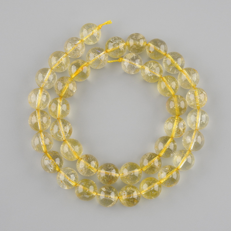 Citrine Beads Smooth Round 10mm Ø, 39cm Length on Thread