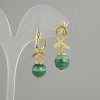 Malachite Bead Earrings 10mm Smooth Sphere, 30mm Length