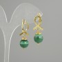 Malachite Bead Earrings 10mm Smooth Sphere, 30mm Length
