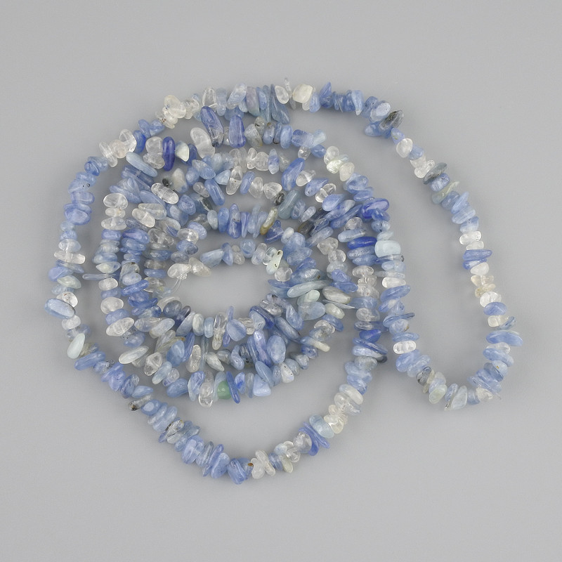 Kianite and Rock Crystal Beads 78 cm On Thread - 5–7.5 mm natural seed beads