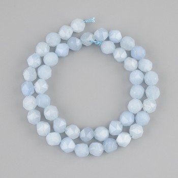 Aquamarine Beads Faceted 8x7mm, on thread 37cm long ±