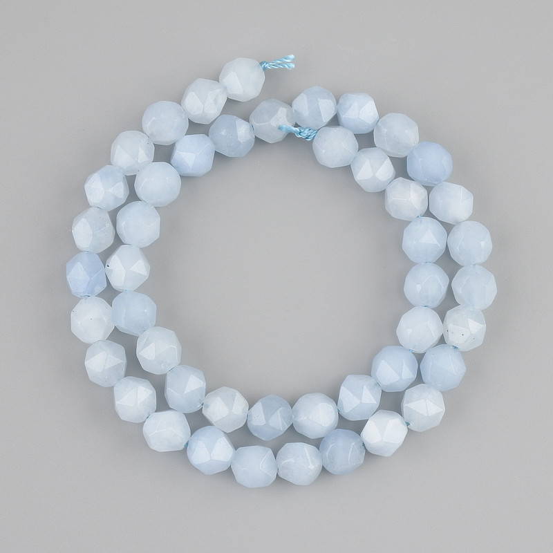 Aquamarine Beads Faceted 8x7mm, on thread 37cm long ±