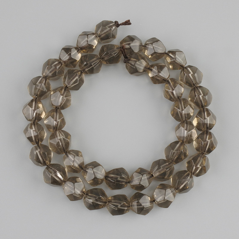 Smoky Topaz Beads, Bicone Cut, 9×8 mm, on Thread, 37 cm ±