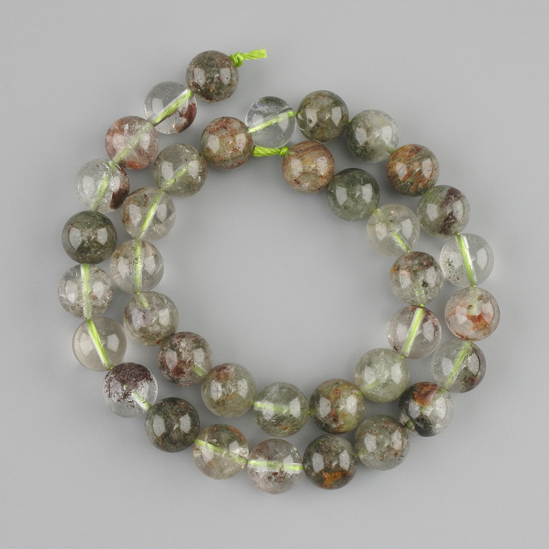 Moss Agate Beads Smooth Round 10mm Diameter, 39cm Length on Thread