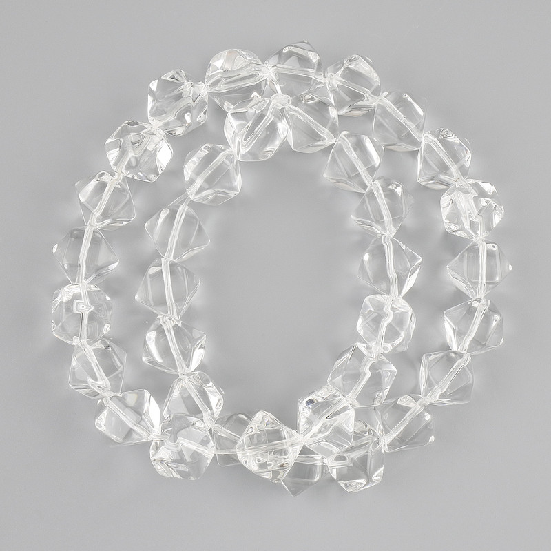 Mountain Crystal Beads, Faceted 12x19-12 mm ±, Thread length 38 cm ±