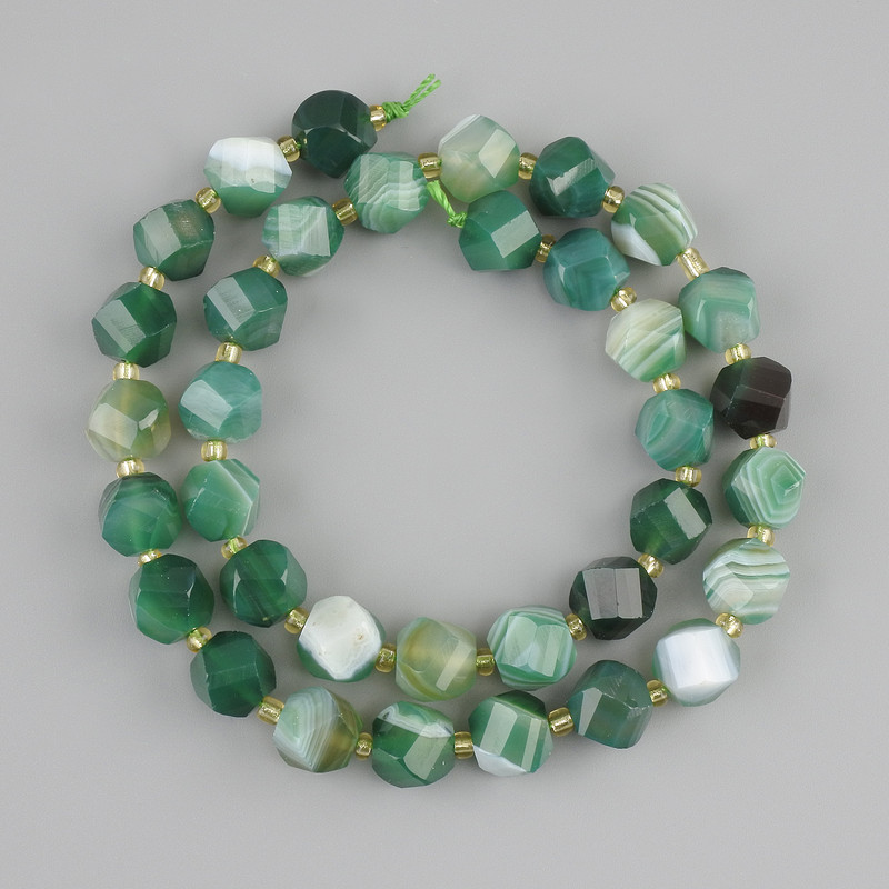 Agate Beads, Faceted Diamond Shapes, 9x9mm ±, 3mm+ Beads, Length 36cm+