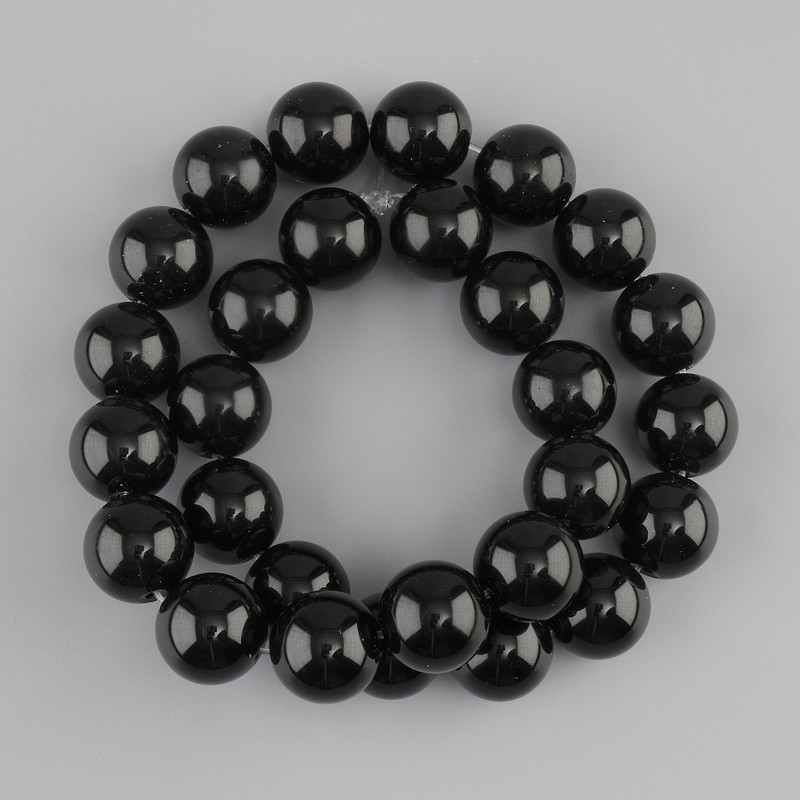Agate Beads smooth round balls 14mm Ø, length 38cm +/- on fishing line