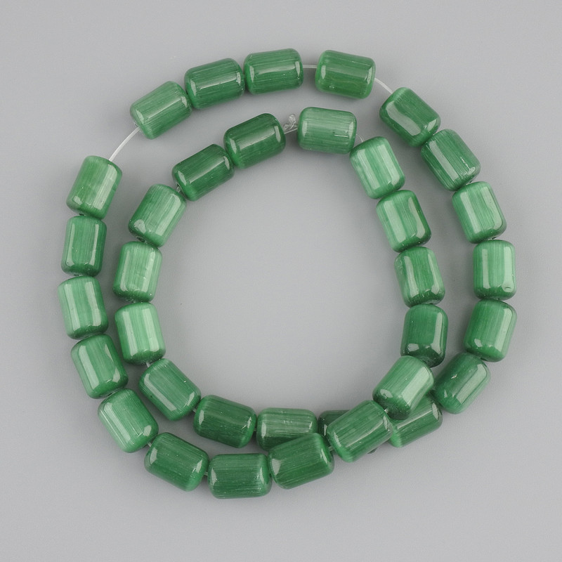 Green Cat's Eye Beads Cylinder 11×8mm, 38cm string