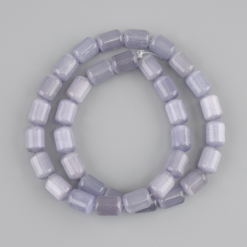 Cat's Eye Beads Grey Cylinder 11×8mm, length 38cm on fishing line