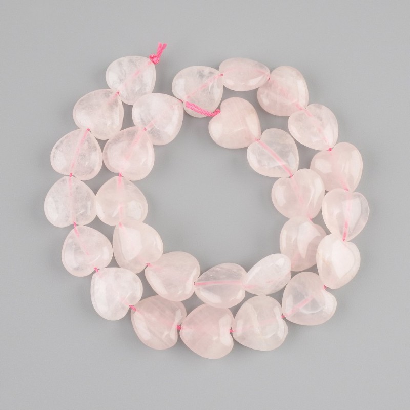 Pink Quartz Heart Beads, 14×14 mm, string length 35 cm
