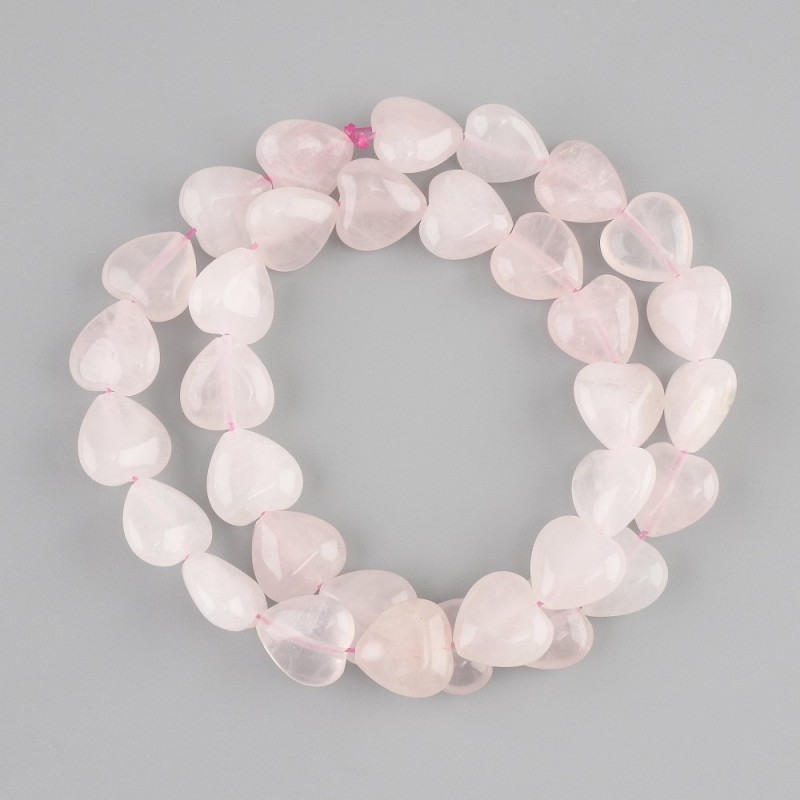 Rose Quartz Heart Beads, 12x12mm diameter, length 38cm