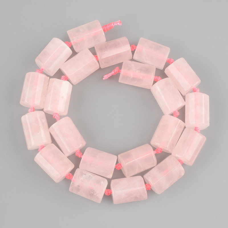Pink Quartz Beads Faceted Cylinders, 13-16×11-11mm, 5mm+-, 40cm+ length