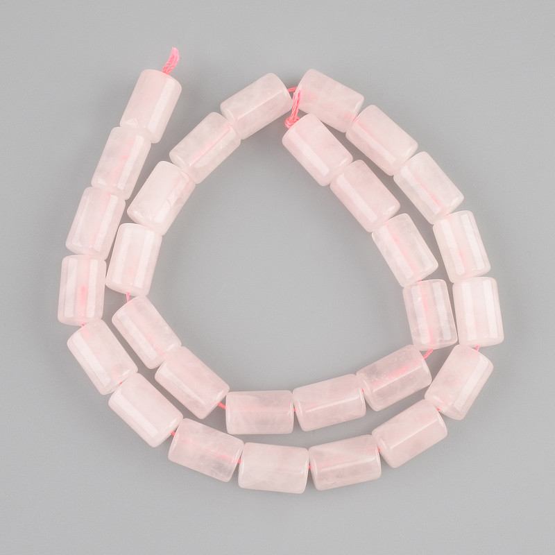 Pink Quartz Cylindrical Beads, Ø12×8mm ±, Length 38cm ±